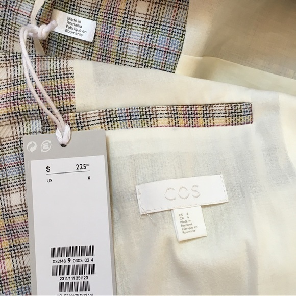 COS Checked Plaid Wool Blend One Button Tailored Blazer - Picture 8 of 16